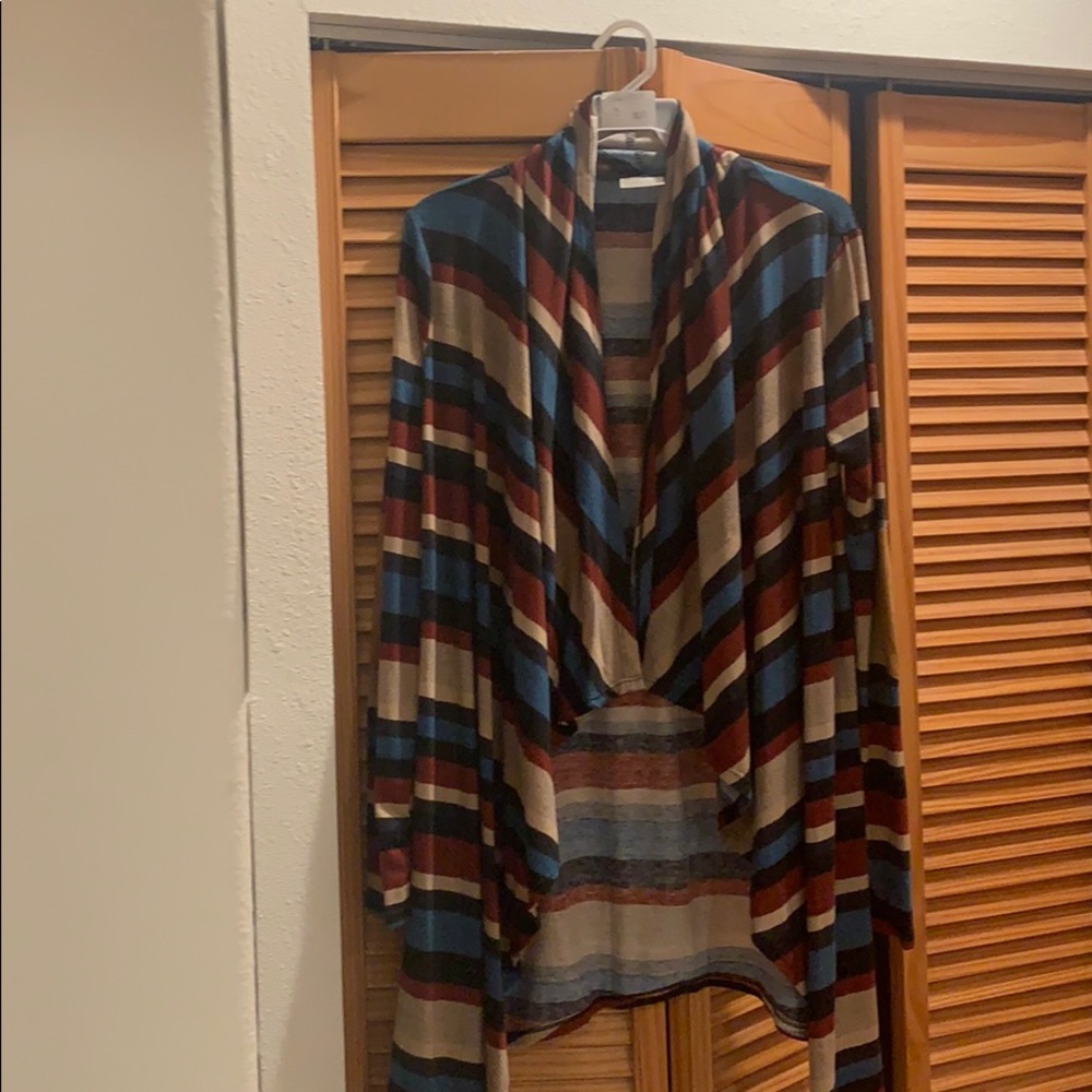 Striped Cardigan with patched elbows